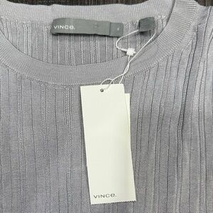 Vince Gray Ribbed Blouse